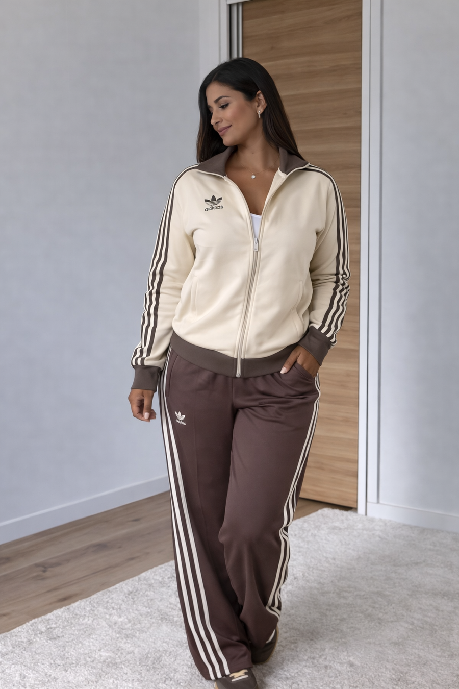 Adidas Essential Blanc & Marron